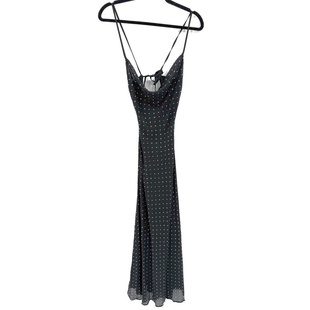 LPA Black Jeweled Crystal Rhinestone Low Back Maxi Prom Gown Dress Size XXS 2XS